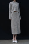 SWAYING 24 Autumn and Winter Shawl Collar Short Cardigan SW-SW24AW1T55-QH Light Gray